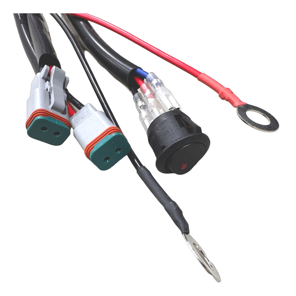Dual Output Power Harness or Pod Lights, LED Switch, DT Series
