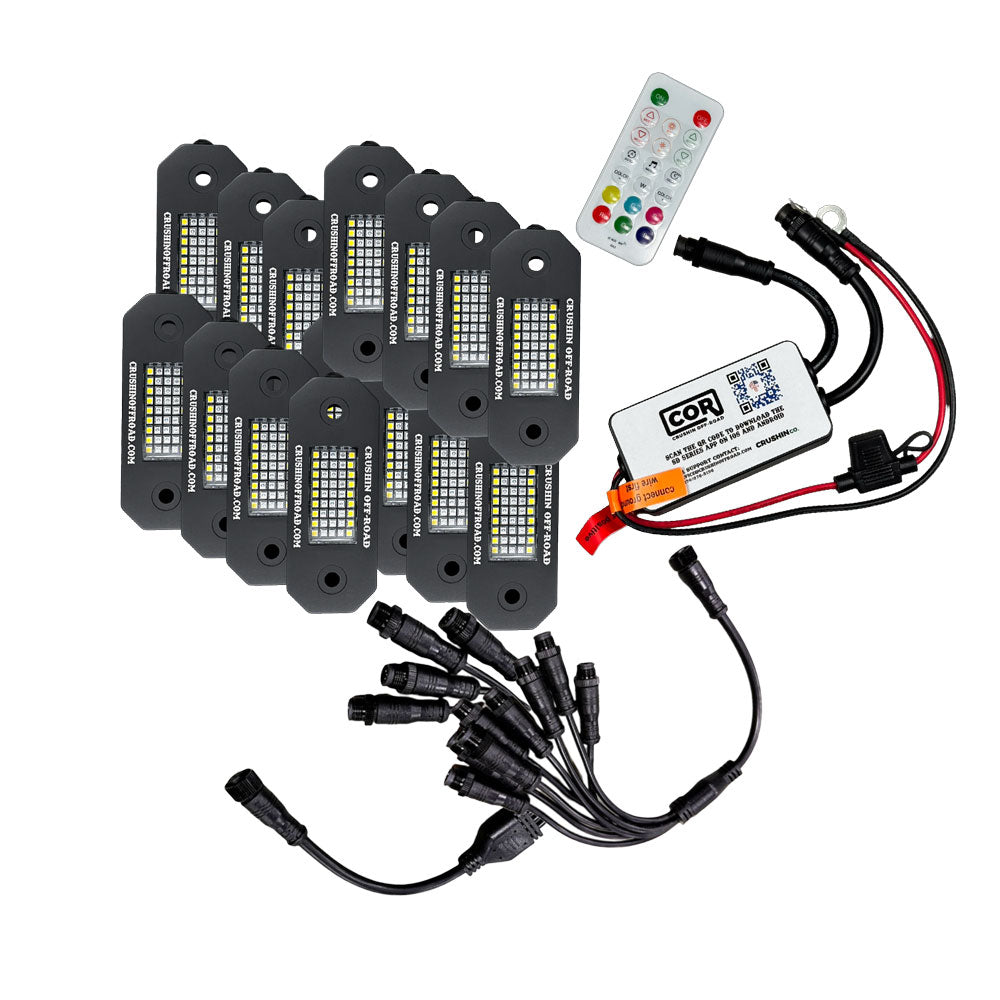 16 Piece RGB+W 45 LED Rock Light Kit with Dual Zone Controller, G-Series