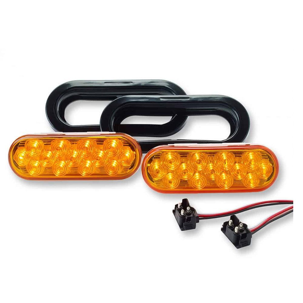 6.5″ Oval Amber Strobing LED Flasher Kit