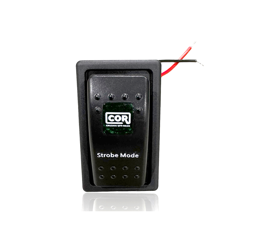 LED Snap in Rocker Switch, DPST, ON-OFF, Green LED, STROBE LIGHTS