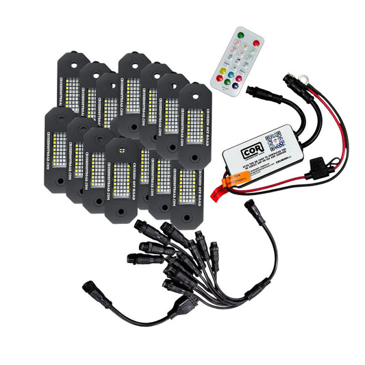 16 Piece RGB+W 45 LED Rock Light Kit with Dual Zone Controller, G-Series