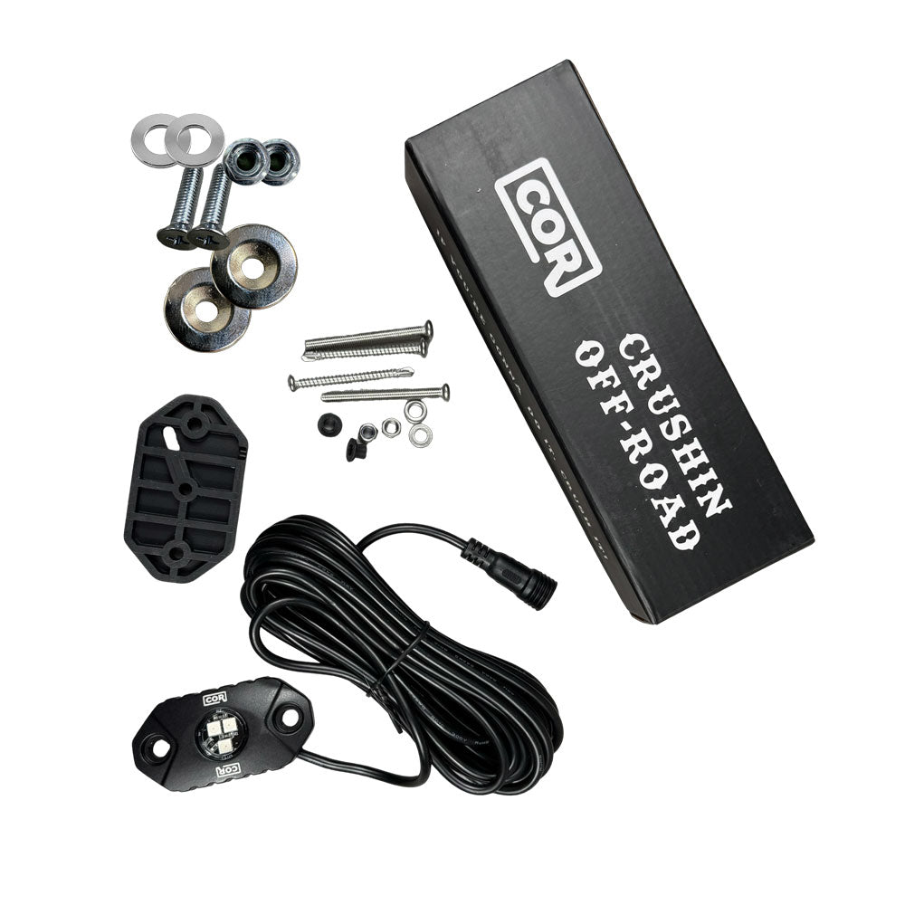 4 Piece, Mini-X Series Rock Light Kit, RGB, IP69K, Bluetooth Controller