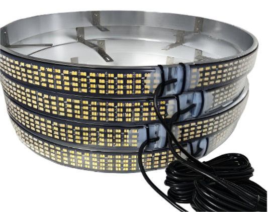 4 PC, 15" 4 Row LED White with Switch Back Yellow Wheel Light Kit