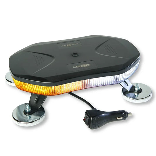 11″ Amber-White Combo LED Magnetic Roof Top Mount Strobing Light Bar