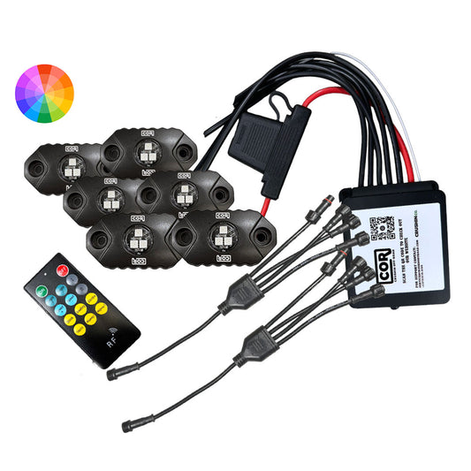 6 Piece, Mini-X Series Rock Light Kit, RGB, IP69K, Bluetooth Controller