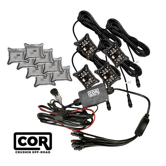 4 Piece, X Series Rock Light Kit, RGB-W IP69K with Bluetooth Controller